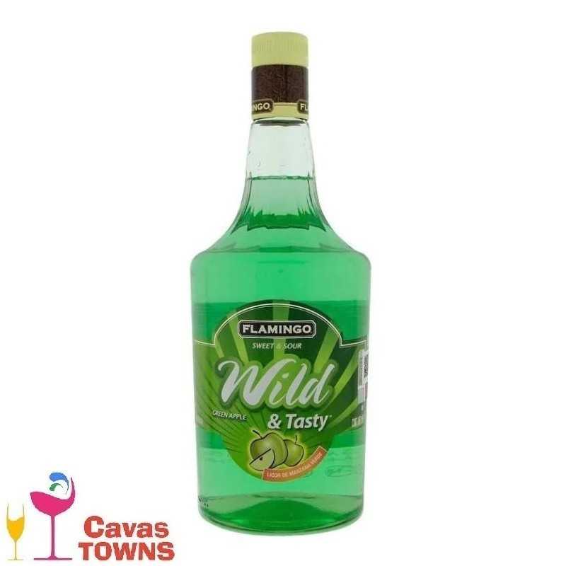 Licor Flamingo Manzana Verde Wild & Tasty 1L - Cavas Towns