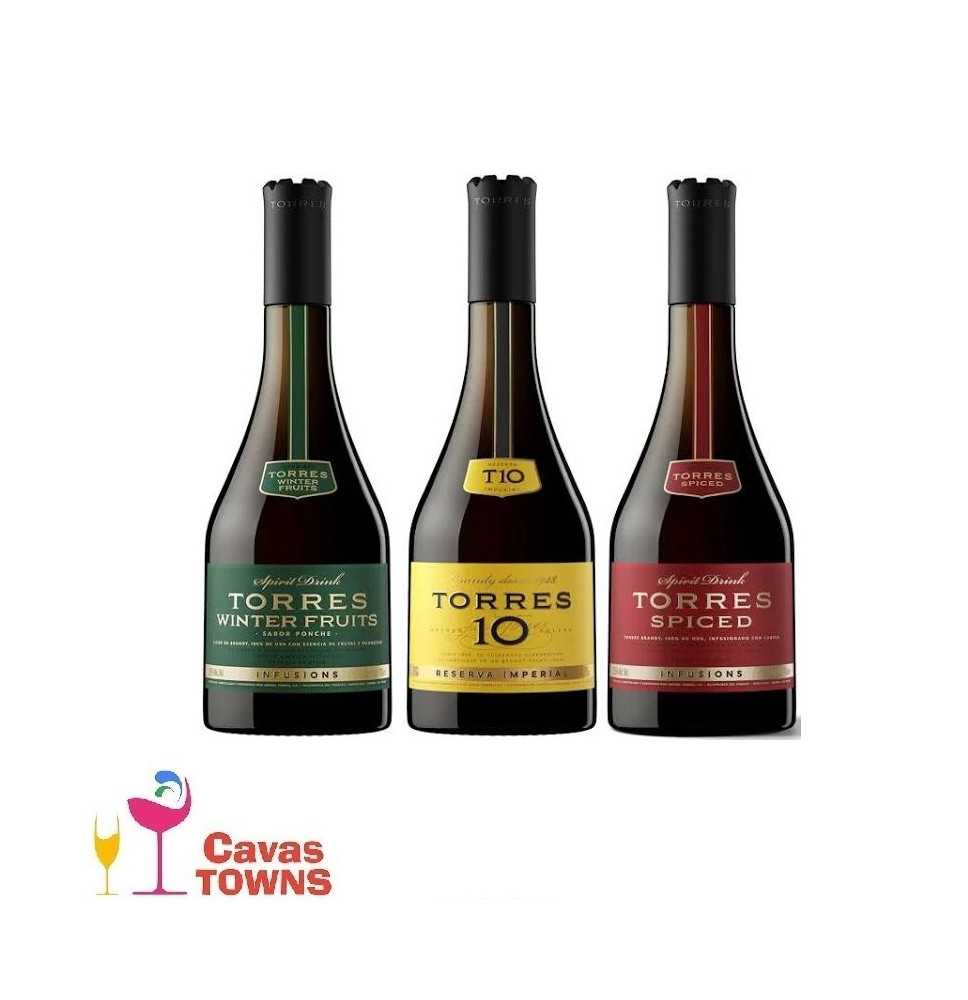 Brandy Torres Pack: Fruits, Spiced y Torres 10 700 ml c/u - Cavas Towns Brandy Torres Pack: Fruits, Spiced y Torres 10 700 ml c/u - Cavas Towns