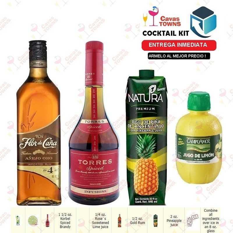 Cocktail Kit Barbados Sunrise - 2 Receta Recipe - Cavas Towns