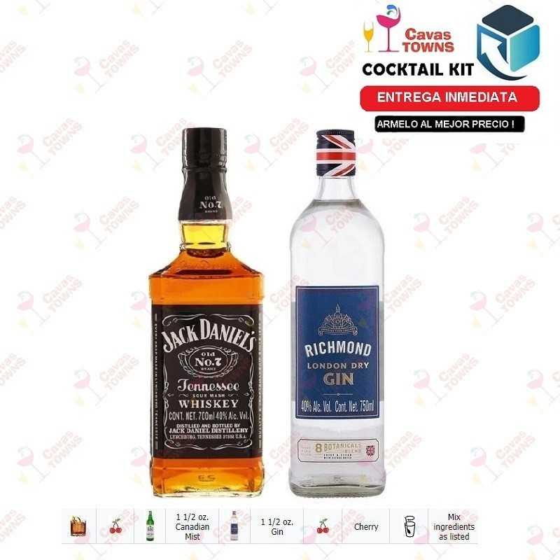 Ginebra Richmond Cocktail Kit Black Hawk - 2 Receta Recipe - Cavas Towns